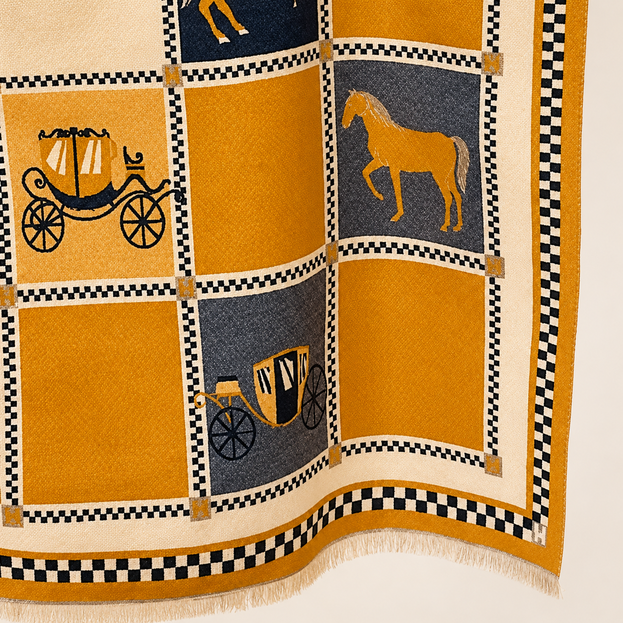 CEYLON Equestrian Pashmina Scarf | Horse Design Shawl 180 × 65 cm