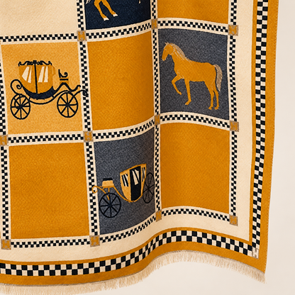 CEYLON Equestrian Pashmina Scarf | Horse Design Shawl 180 × 65 cm
