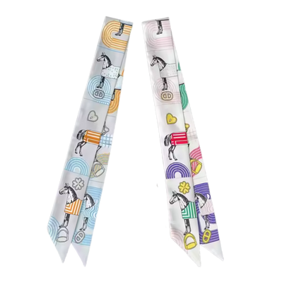 CHARITY Horse Design Twilly Scarf, Hair or Handbag Tie - 85 x 5 cms
