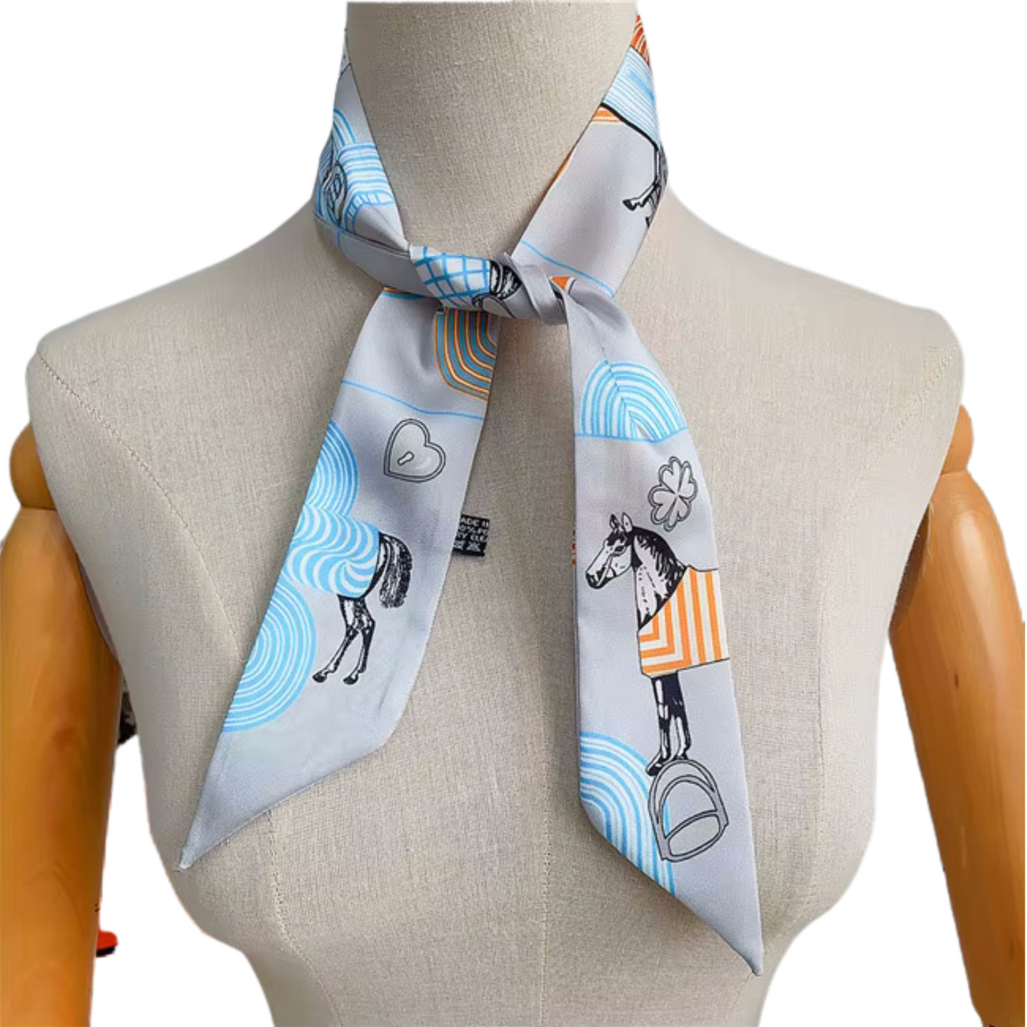 CHARITY Horse Design Twilly Scarf, Hair or Handbag Tie - 85 x 5 cms