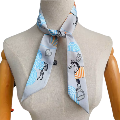 CHARITY Horse Design Twilly Scarf, Hair or Handbag Tie - 85 x 5 cms
