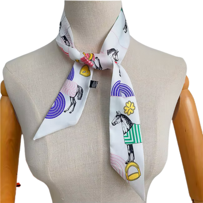 CHARITY Horse Design Twilly Scarf, Hair or Handbag Tie - 85 x 5 cms