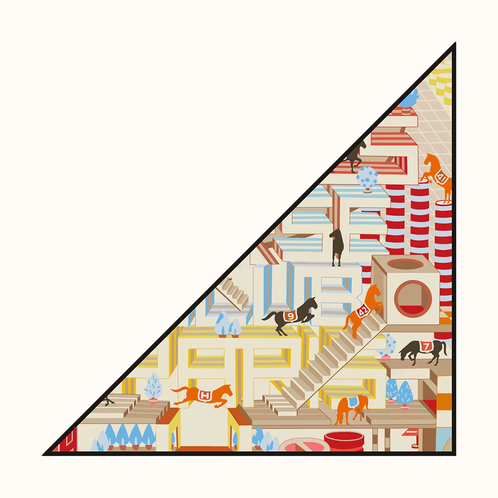 CHASE Horse Design Triangular Twill Scarf - 75 x 30 cms
