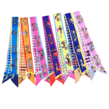 CHRISTINA Horse Design Twilly Scarf, Hair or Handbag Tie - 85 x 5 cms