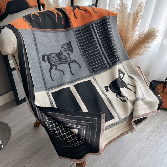 CICERO Horse Design Cashmere Blend Pashmina/Shawl - 180 x 65 cms