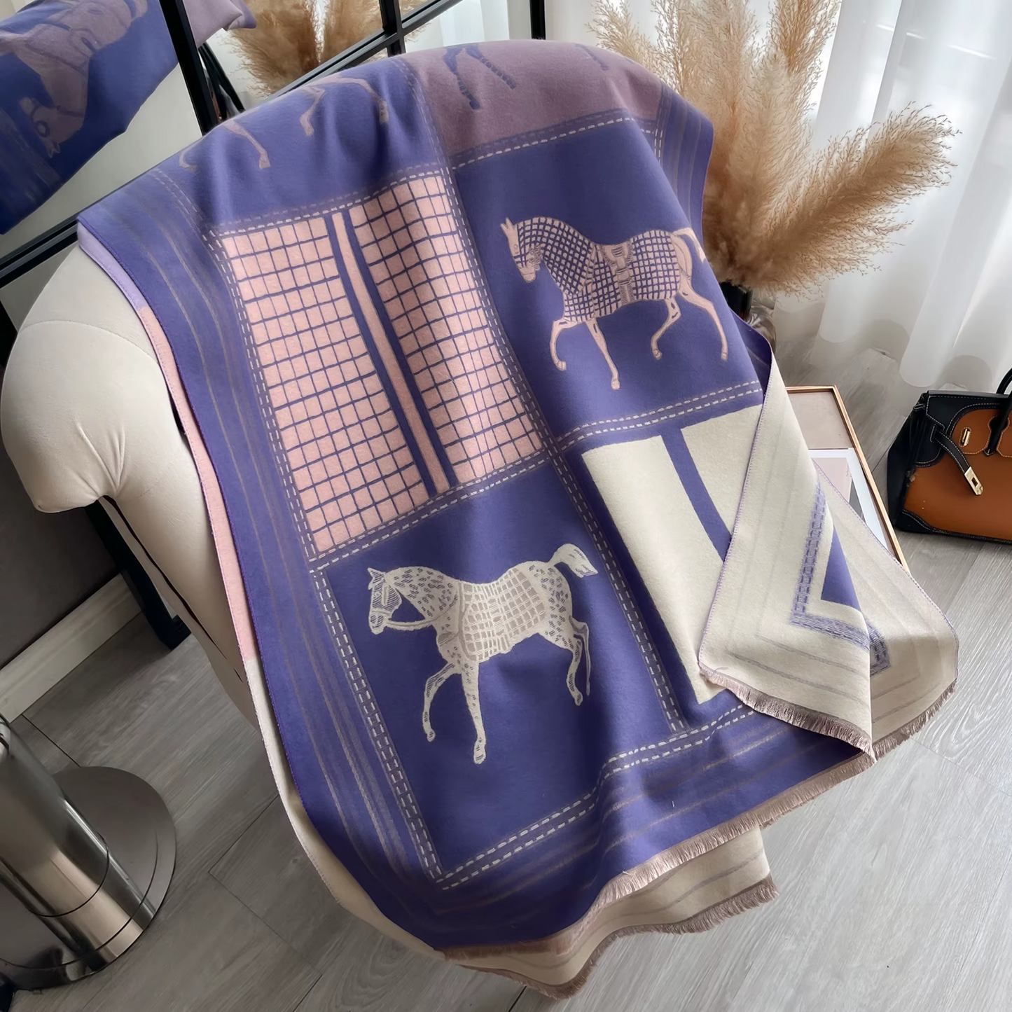 CICERO Horse Design Cashmere Blend Pashmina/Shawl - 180 x 65 cms