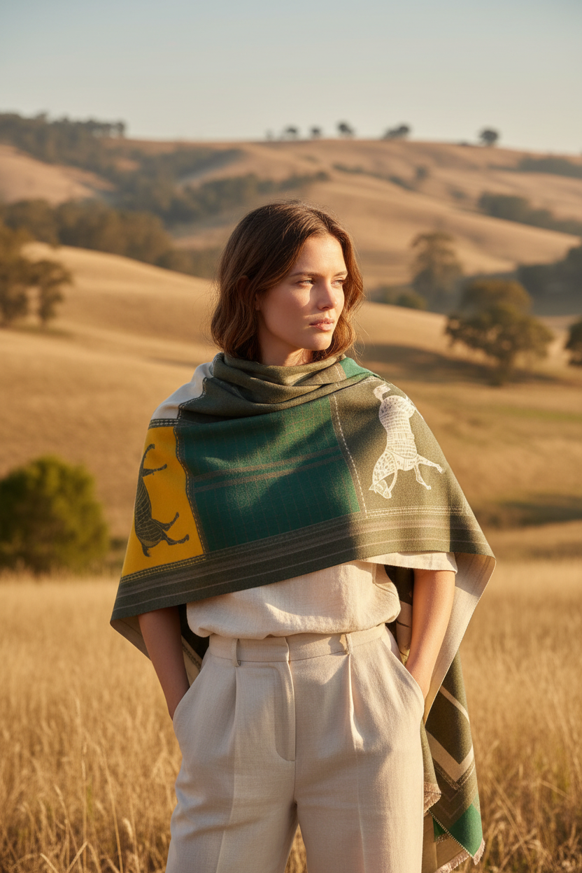 CICERO Equestrian Pashmina Scarf | Horse Design Shawl 180 × 65 cm