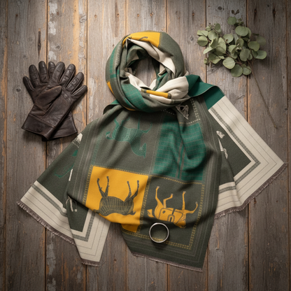CICERO Equestrian Pashmina Scarf | Horse Design Shawl 180 × 65 cm