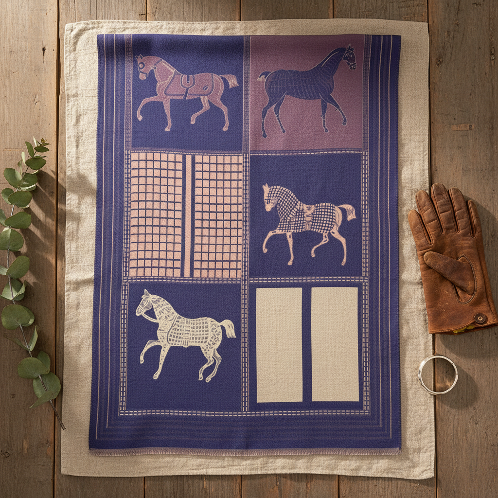 CICERO Equestrian Pashmina Scarf | Horse Design Shawl 180 × 65 cm