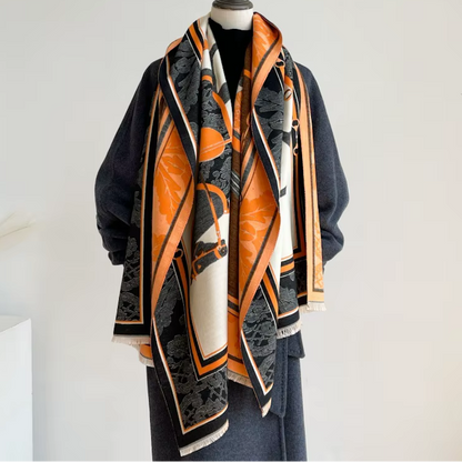CLAUDIA Horse Design Cashmere Blend Pashmina/Shawl - 180 x 65 cms