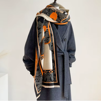 CLAUDIA Horse Design Cashmere Blend Pashmina/Shawl - 180 x 65 cms