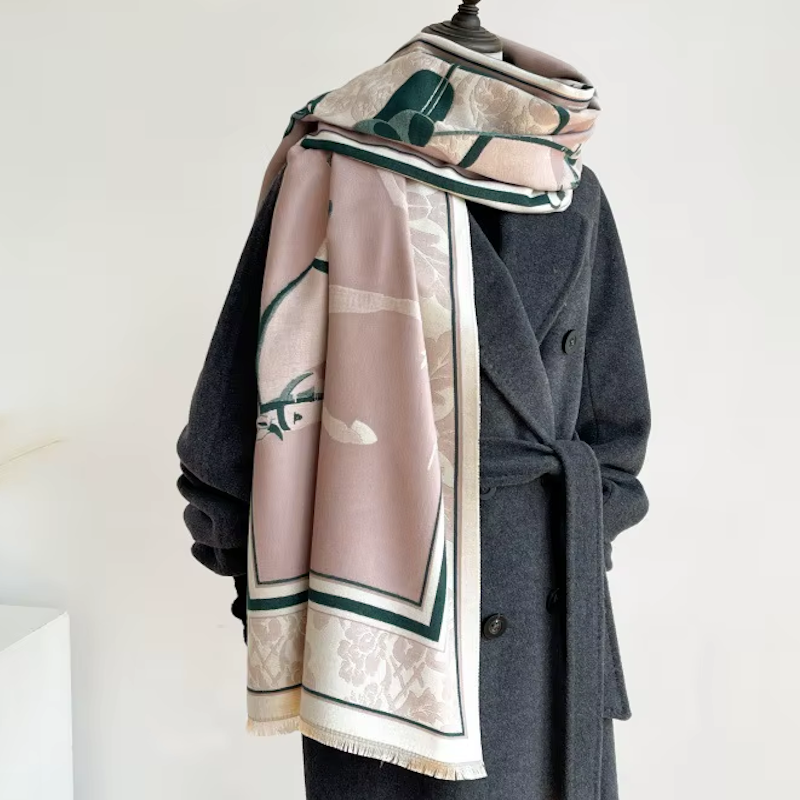 CLAUDIA Horse Design Cashmere Blend Pashmina/Shawl - 180 x 65 cms