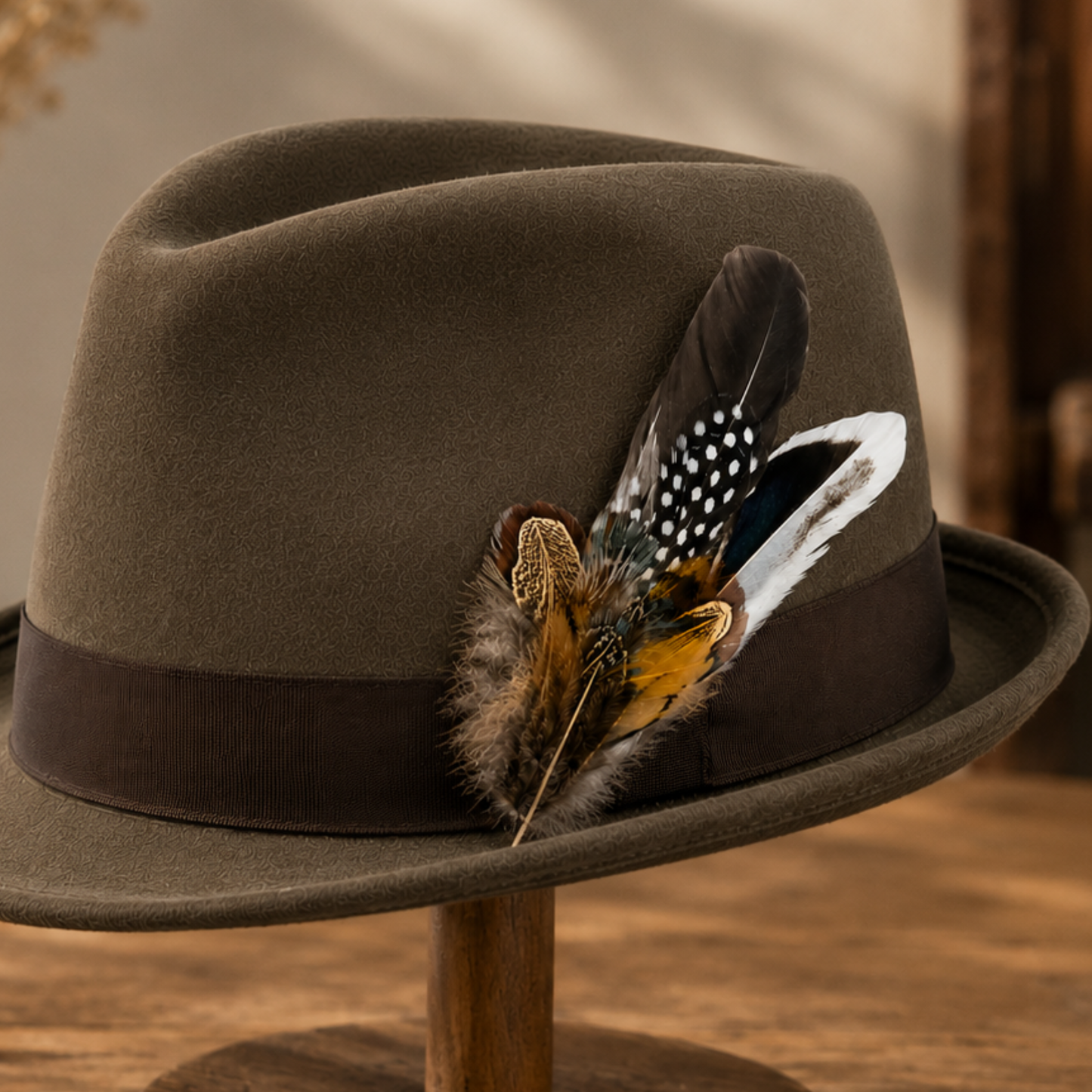 CLOVELLY  Natural Feather Hat Plume with Brooch Pin