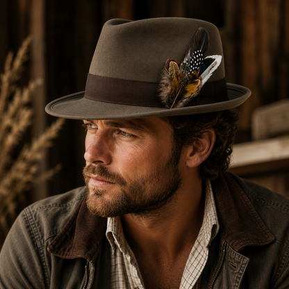 CLOVELLY  Natural Feather Hat Plume with Brooch Pin