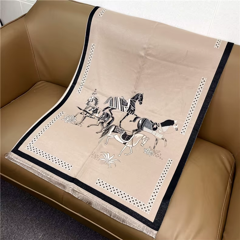 CONSTANCE Horse Design Cashmere Blend Pashmina/Shawl - 180 x 65 cms