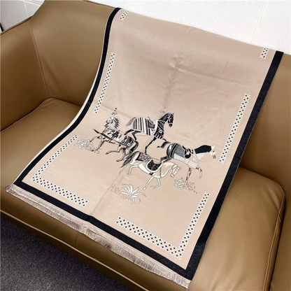 CONSTANCE Horse Design Cashmere Blend Pashmina/Shawl - 180 x 65 cms