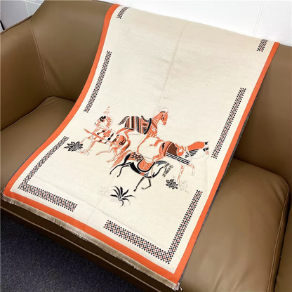 CONSTANCE Horse Design Cashmere Blend Pashmina/Shawl - 180 x 65 cms