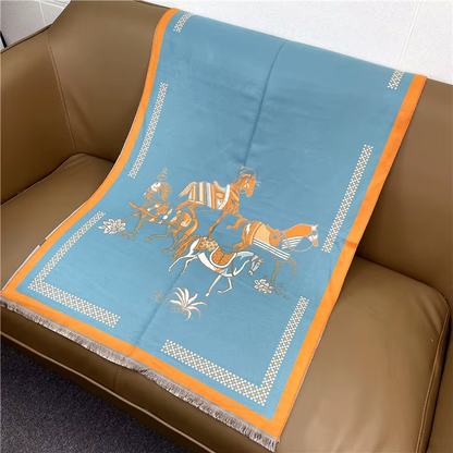CONSTANCE Horse Design Cashmere Blend Pashmina/Shawl - 180 x 65 cms