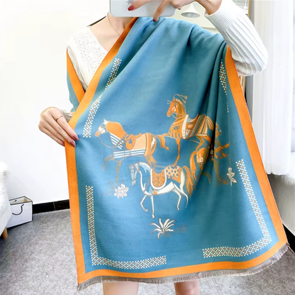 CONSTANCE Horse Design Cashmere Blend Pashmina/Shawl - 180 x 65 cms