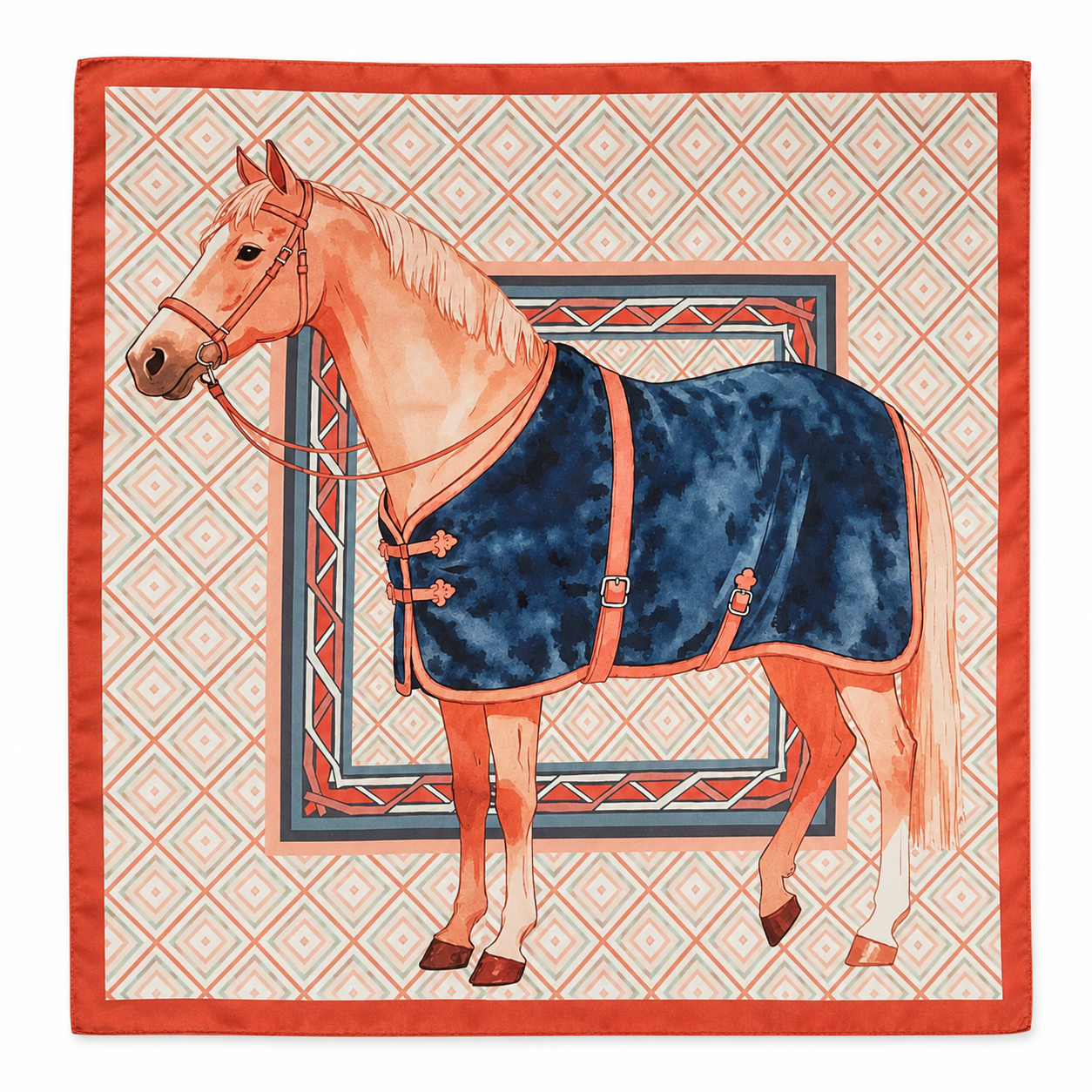 CONWAY Horse Design, Satin Scarf - 70 x 70 cms