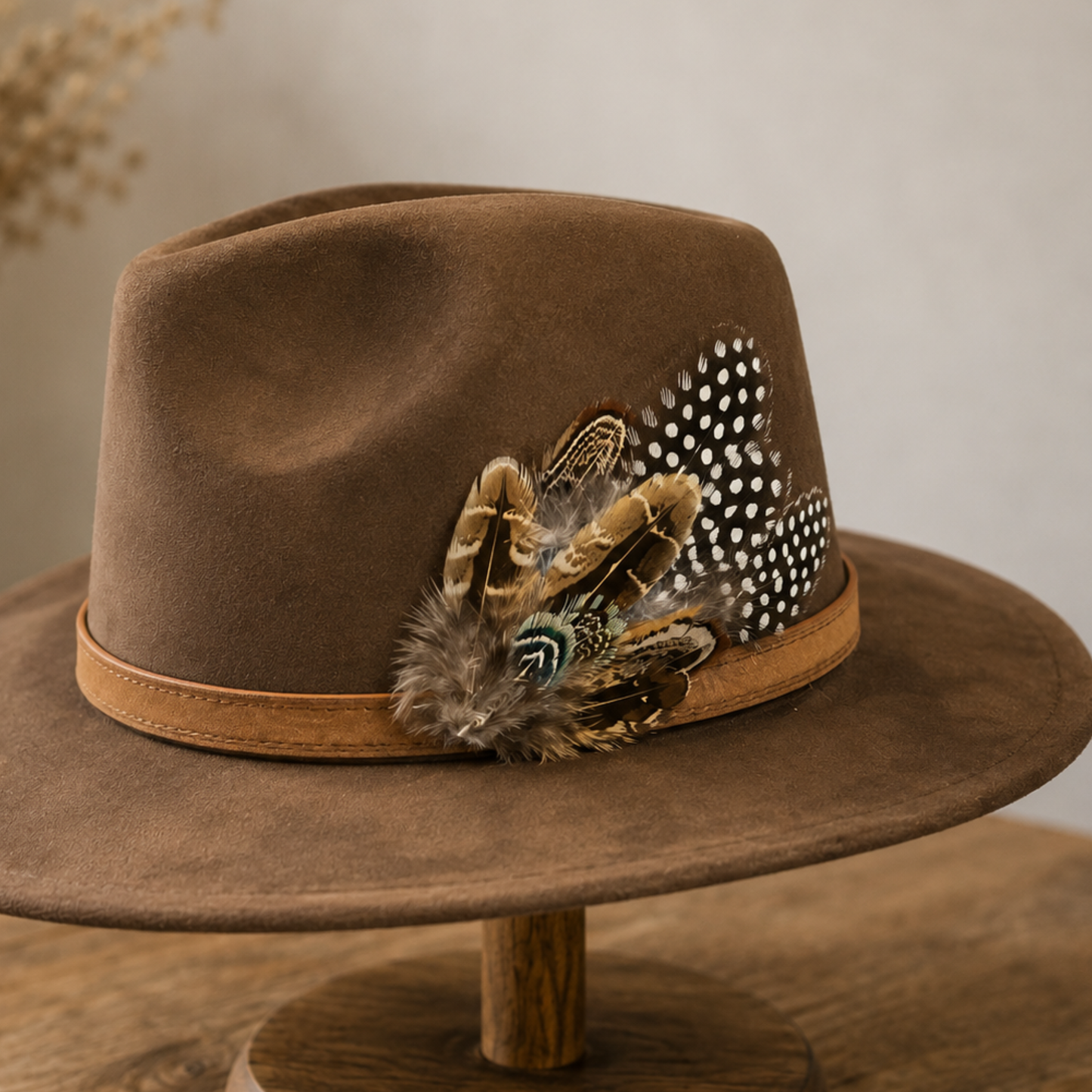 COOMBE  Natural Feather Hat Plume with Brooch Pin