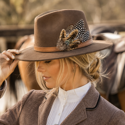 COOMBE  Natural Feather Hat Plume with Brooch Pin
