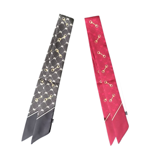 CORINTHIA Horse Design Twilly Scarf, Hair or Handbag Tie - 85 x 5 cms