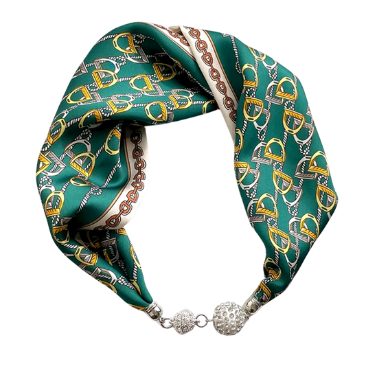 COSMOS Horse Design Satin Necktie/Scarf with Magnetic Clip - 13 x 60 cms