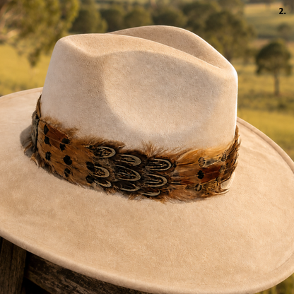 DAWSON Natural Feather Hat Band - Fully Adjustable (hat not included)