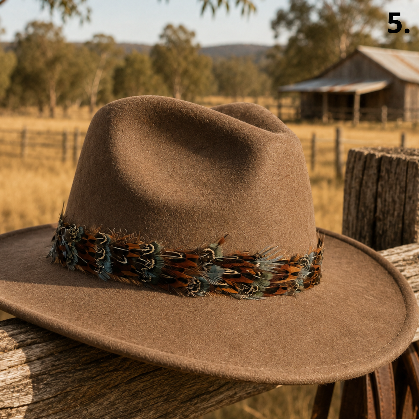 DAWSON Natural Feather Hat Band - Fully Adjustable (hat not included)