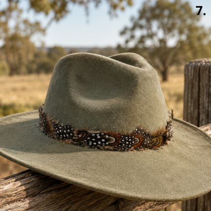 DAWSON Natural Feather Hat Band - Fully Adjustable (hat not included)