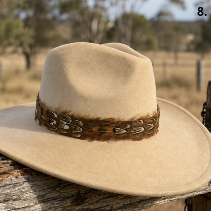 DAWSON Natural Feather Hat Band - Fully Adjustable (hat not included)