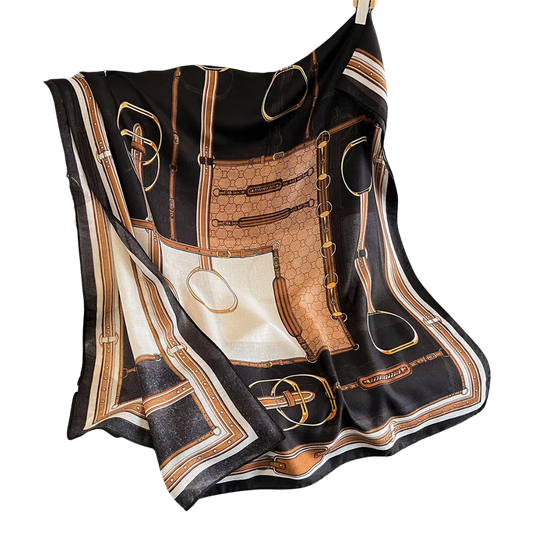 EILEEN Horse Design Linen Look Scarf - 180 x 90 cms