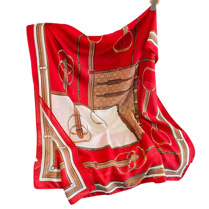 EILEEN Horse Design Linen Look Scarf - 180 x 90 cms