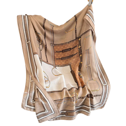 EILEEN Horse Design Linen Look Scarf - 180 x 90 cms