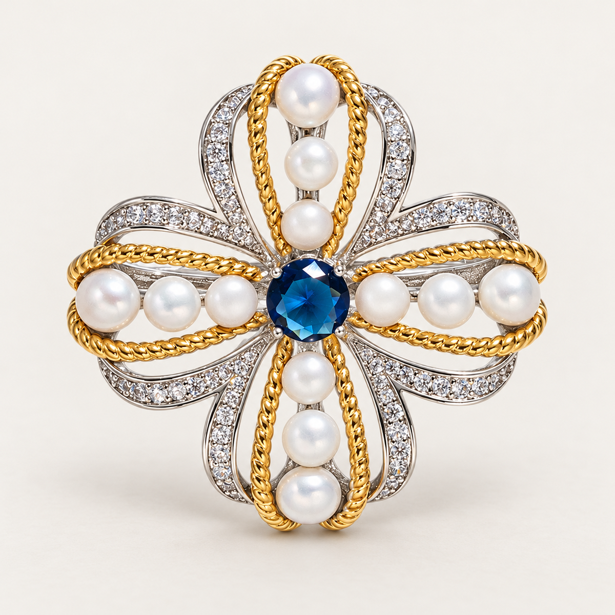 ELIANE Zircon & Freshwater Pearl Brooch & Pendant