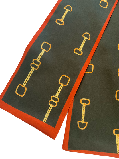 RENAE Horse Design, Satin Skinny Scarf - 148 X 12 cms