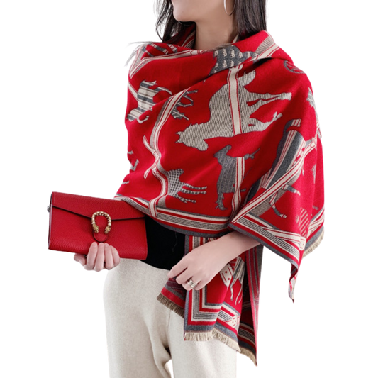 ERIN Horse Design Cashmere Blend Pashmina/Shawl - 180 x 65 cms