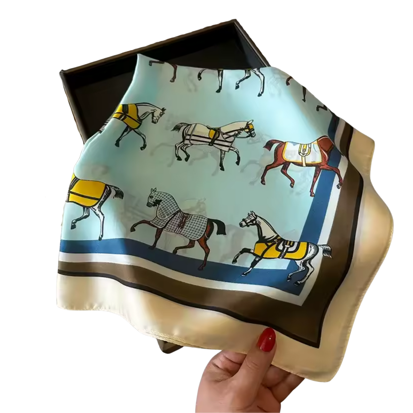 EVERETT Horse Design, Satin Scarf - 70 x 70 cms