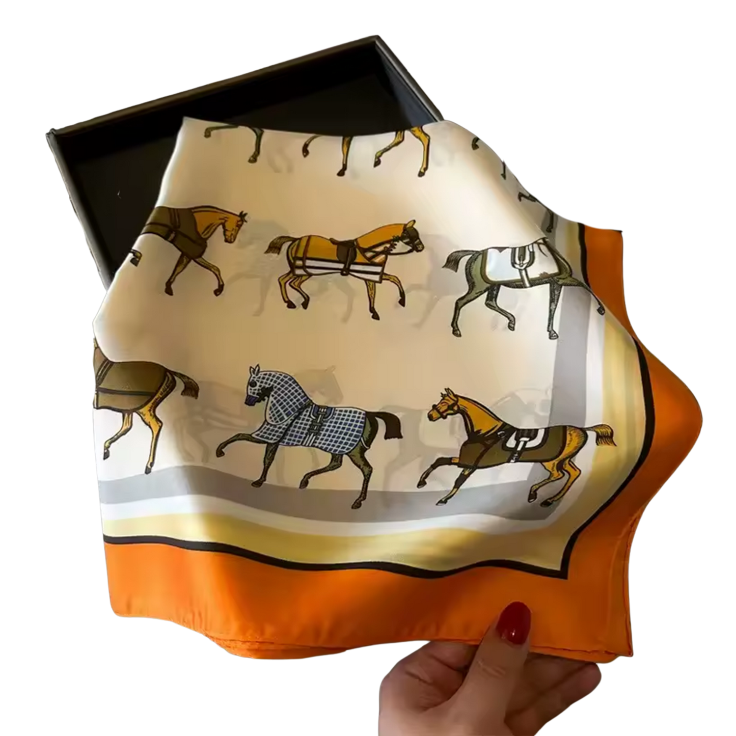 EVERETT Horse Design, Satin Scarf - 70 x 70 cms