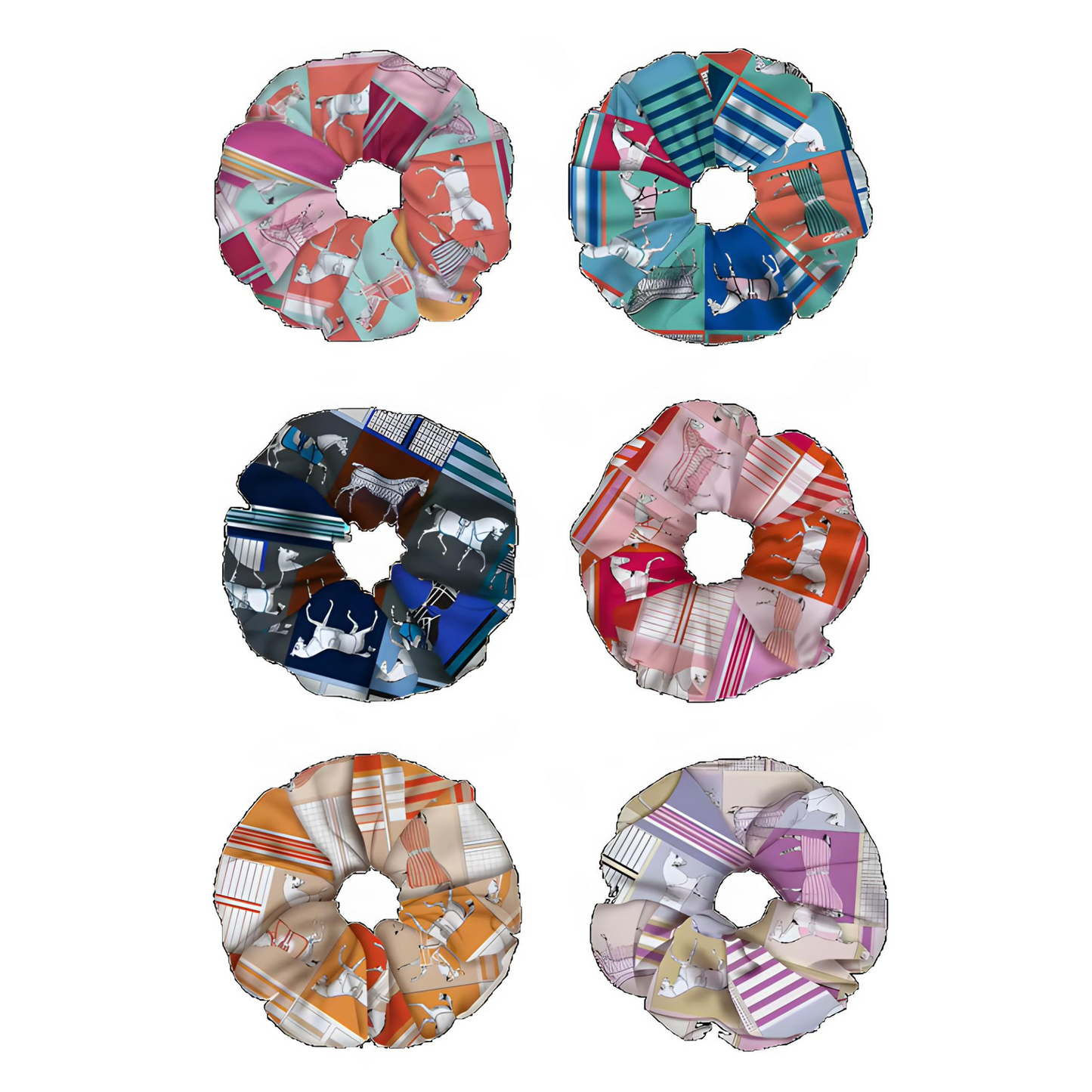 FELICITY Horse Design Twill Hair Scrunchie