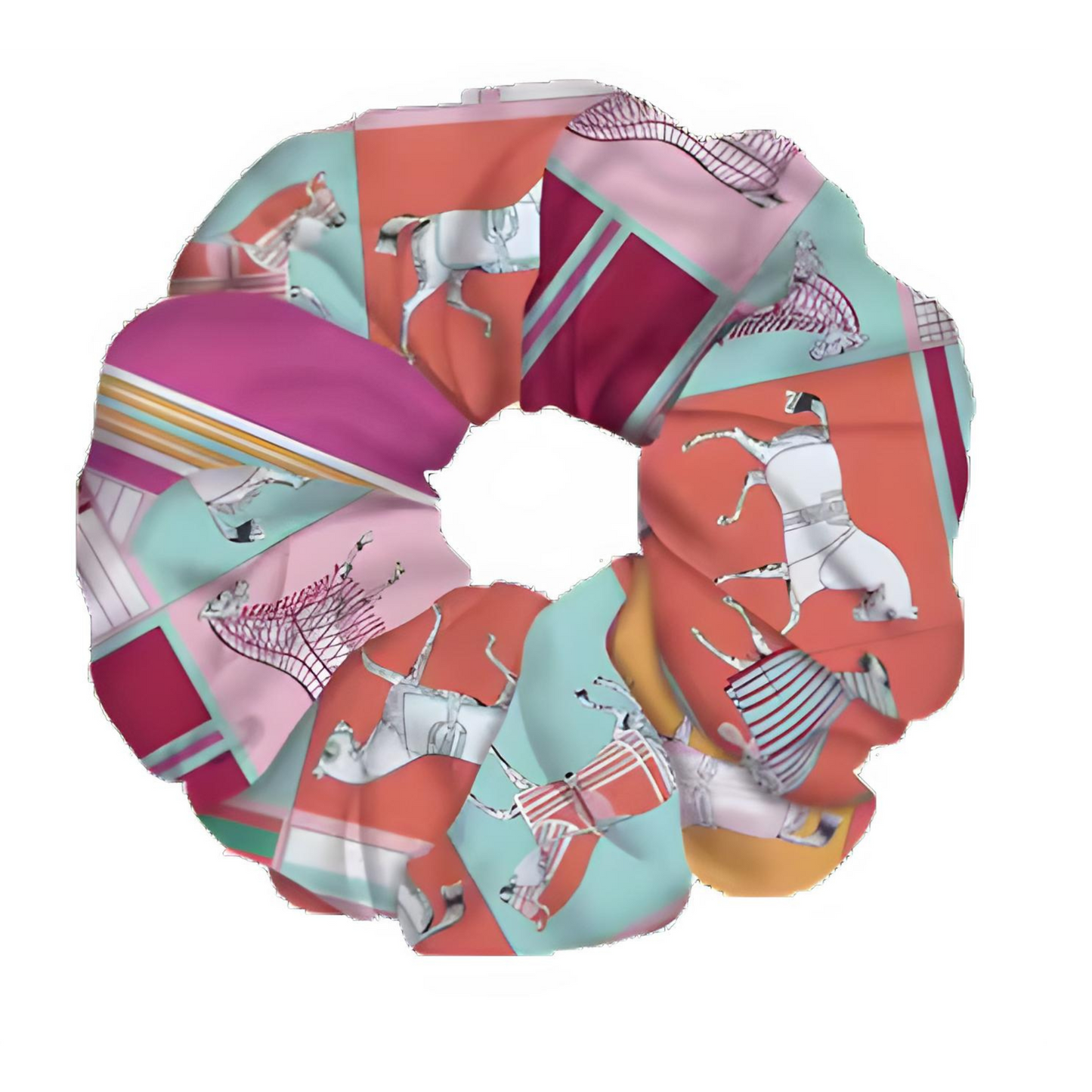 FELICITY Horse Design Twill Hair Scrunchie