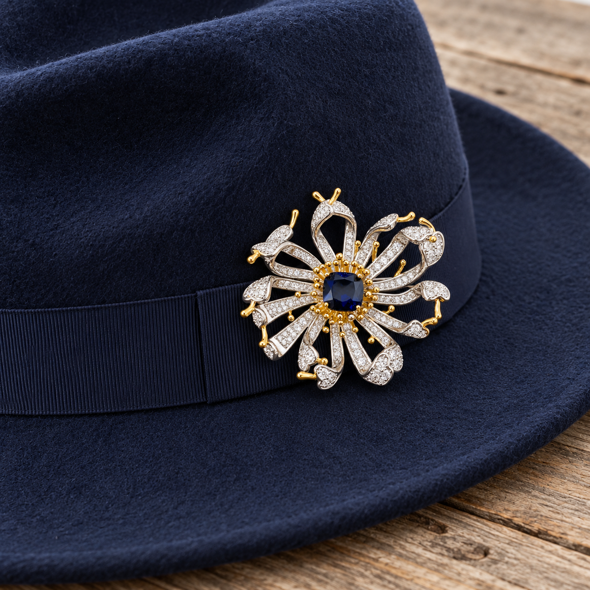 FLORIANNE Zircon Chrysanthemum Brooch