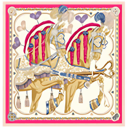GENEVA Horse Design, Made-Made Silk Twill Scarf - 130 x 130 cms