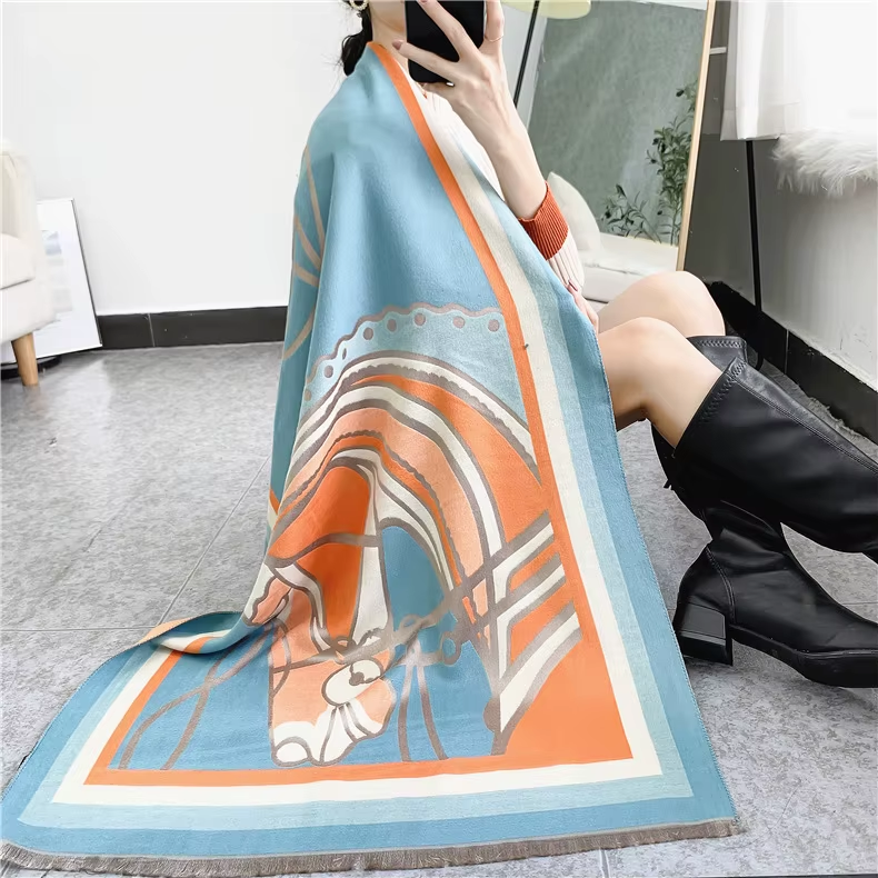 GILDA Horse Design, Cashmere Blend, Pashmina/Shawl 180 x 65 cms