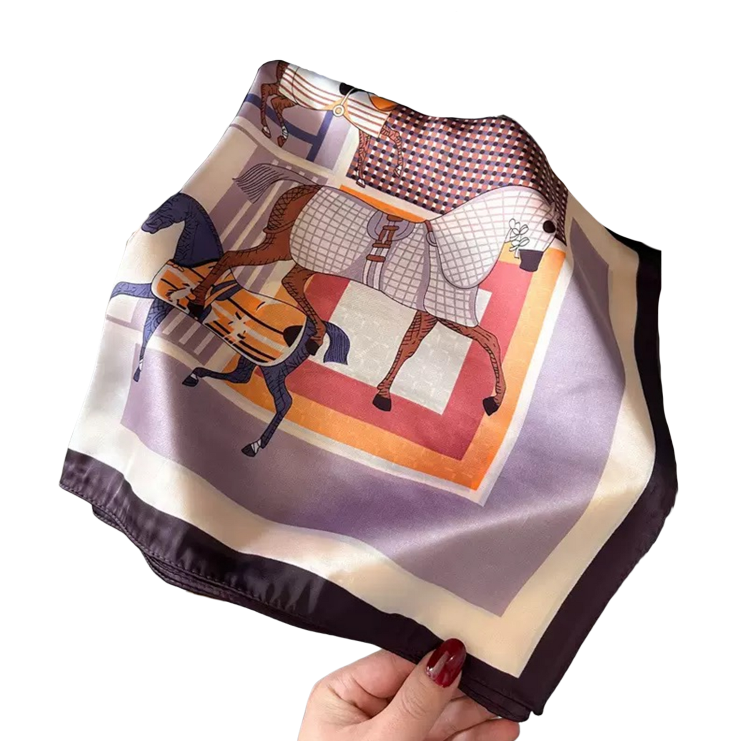 GODOLPHIN Horse Design, Satin Scarf - 70 x 70 cms