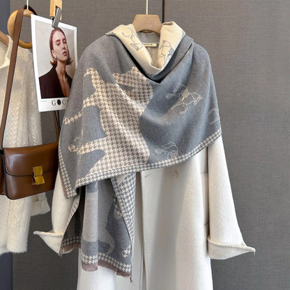 HAZEL Horse Design, Cashmere Blend Pashmina/Shawl - 180 x 65 cms