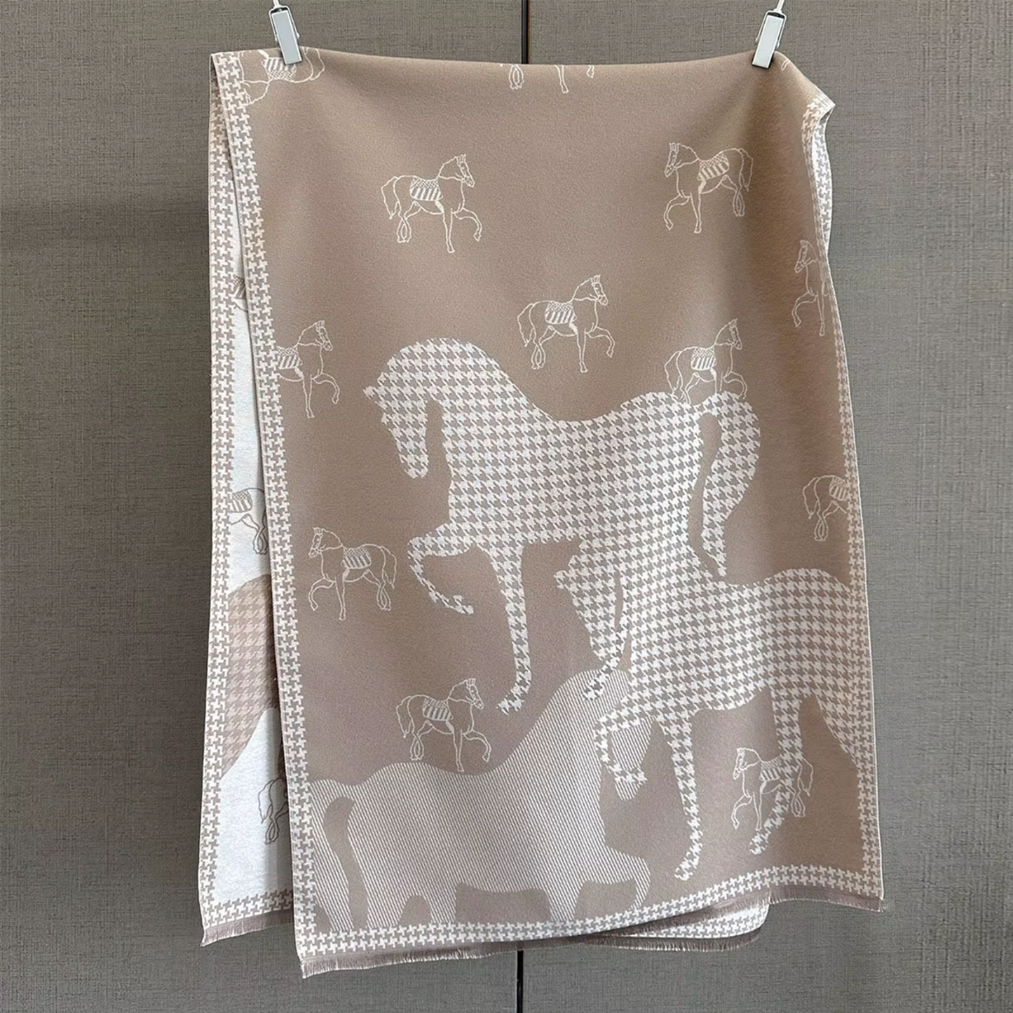 HAZEL Horse Design, Cashmere Blend Pashmina/Shawl - 180 x 65 cms