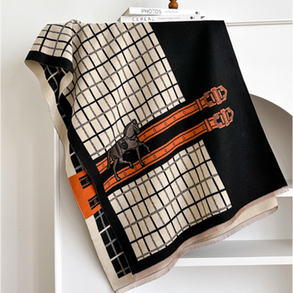 HILARY Horse design, Cashmere Blend Pashmina/Shawl - 180 x 65 cms