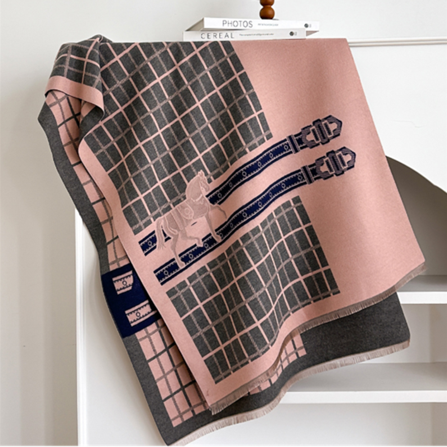 HILARY Horse design, Cashmere Blend Pashmina/Shawl - 180 x 65 cms